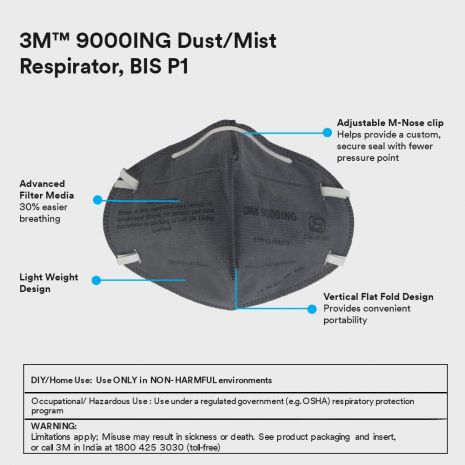 3M 9000ING Antipollution Riding Respirator Mask